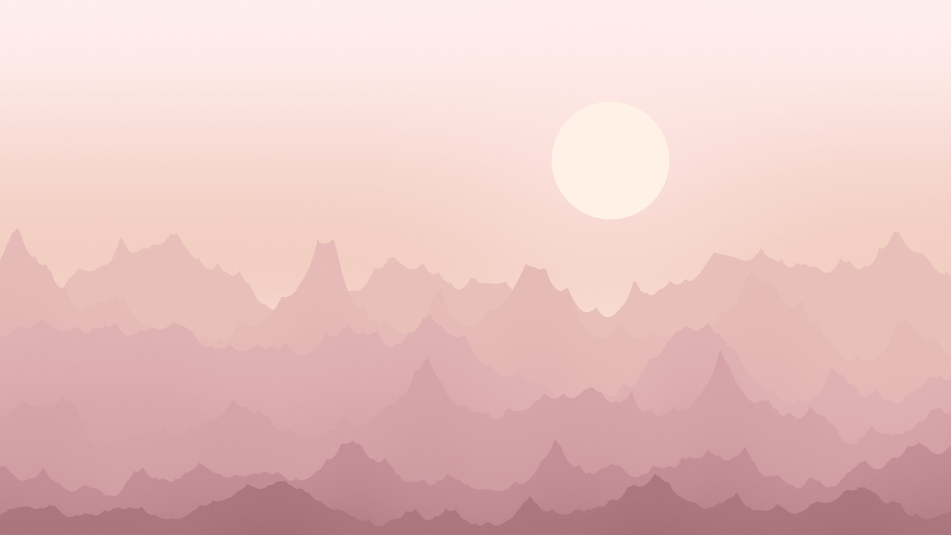 Dusty Rose Minimalist Mountain Landscape desktop wallpaper in 4K