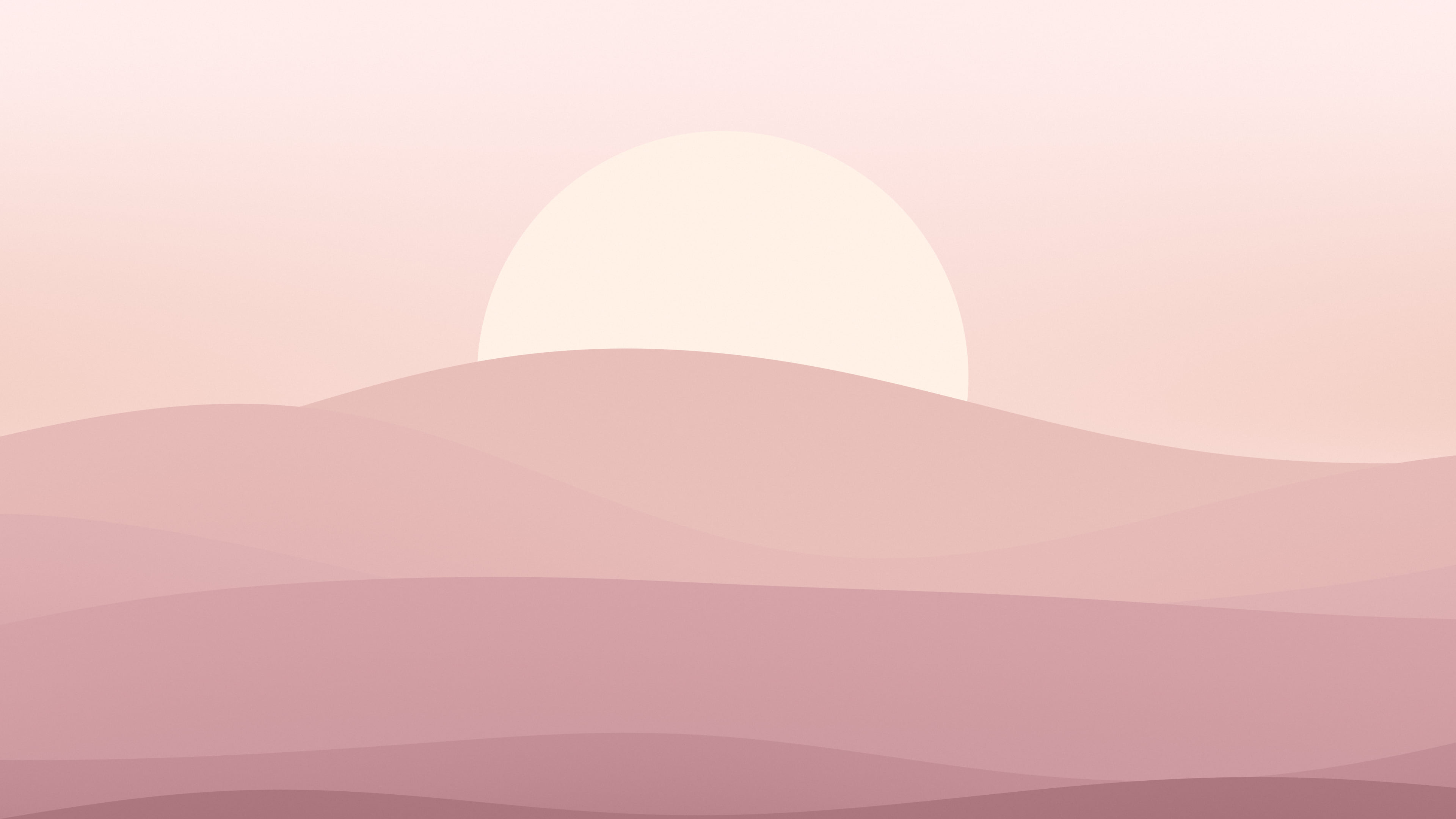 Dusty Rose Minimalist Sunset Hills desktop wallpaper in 4K