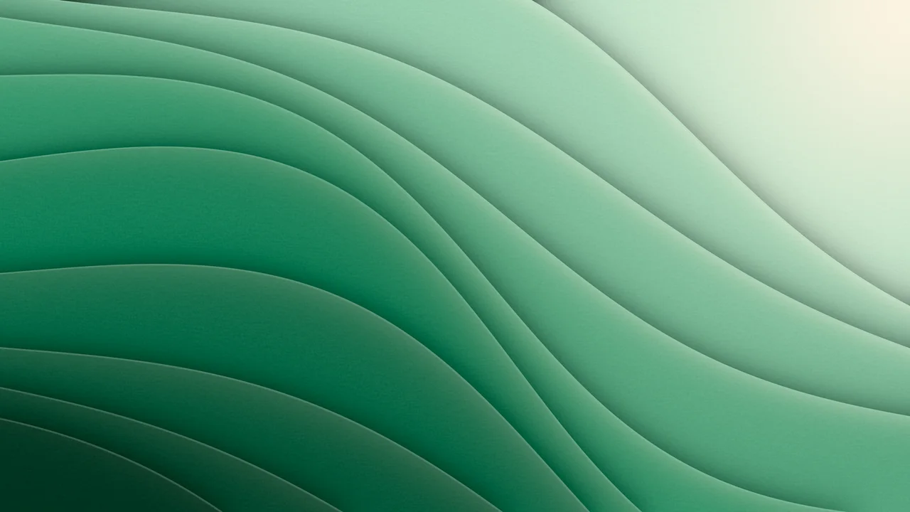 Emerald 3D Paper Cut Abstract Curves desktop wallpaper in 4K