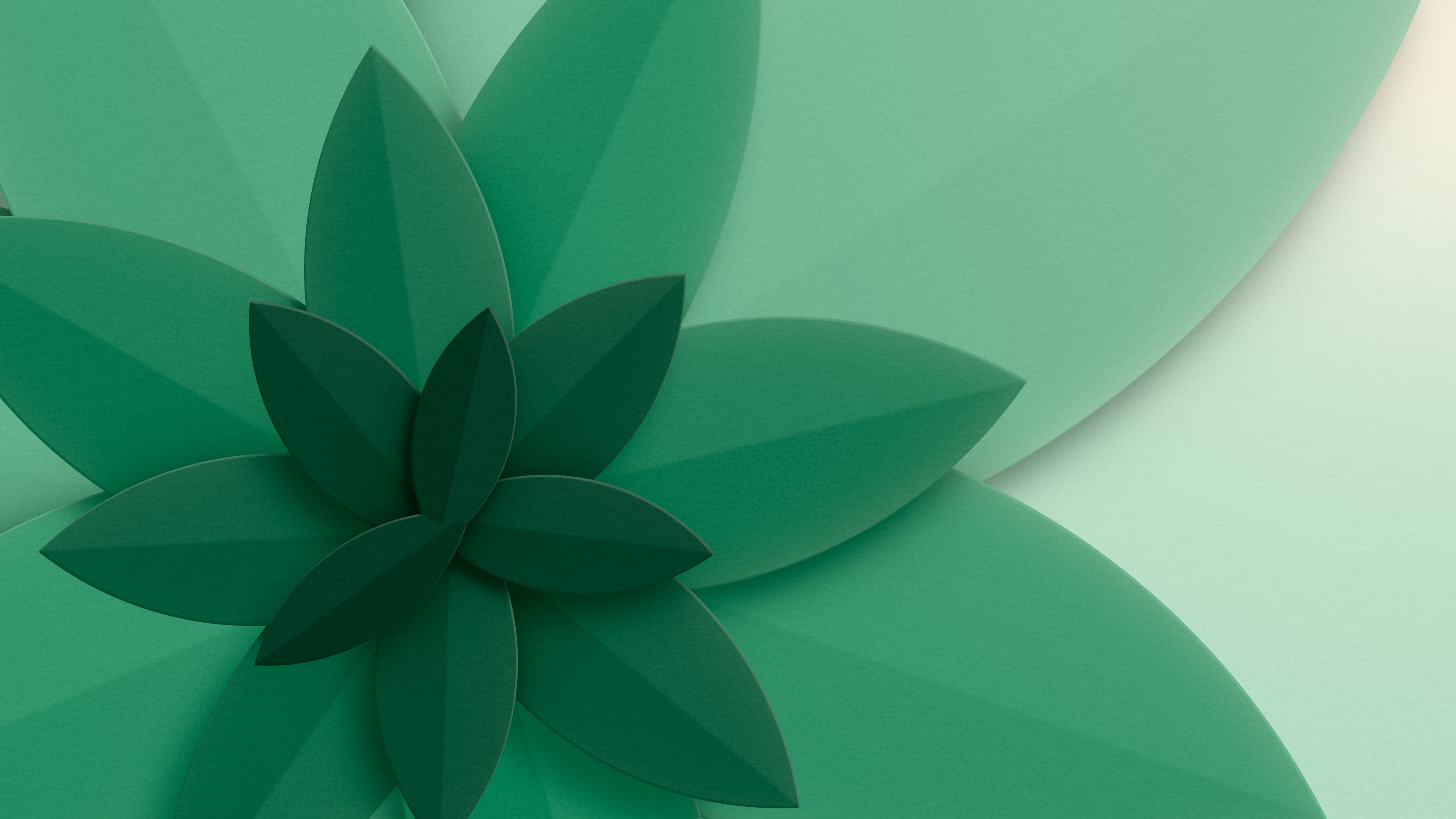 Emerald 3D Paper Cut Abstract Petals desktop wallpaper in 4K