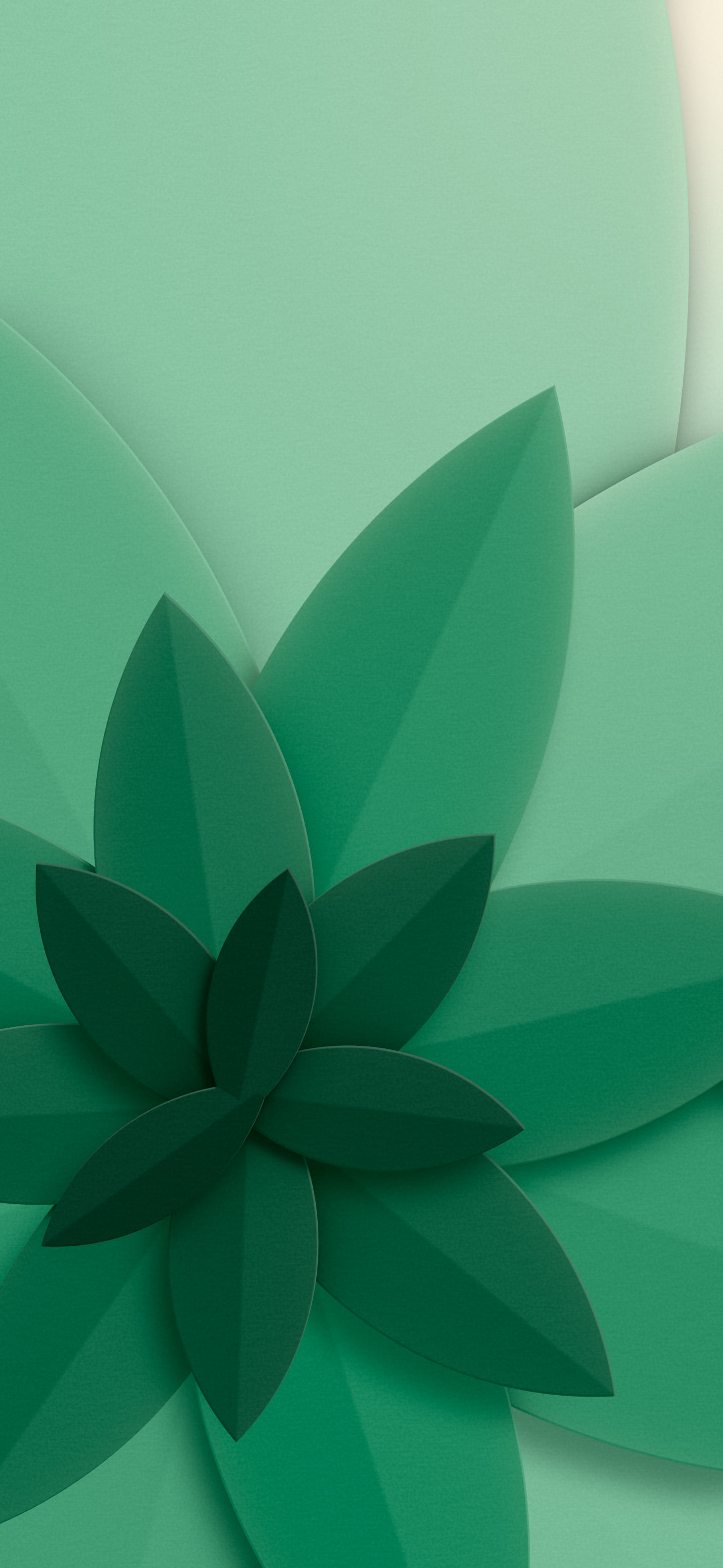 Emerald 3D Paper Cut Abstract Petals wallpaper for iPhone and Android