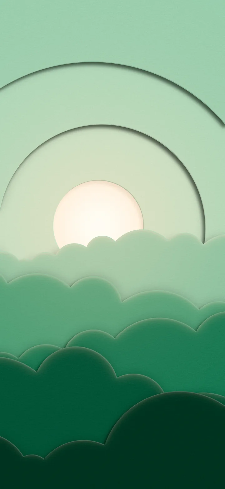 Emerald 3D Paper Cut Clouds wallpaper for iPhone and Android