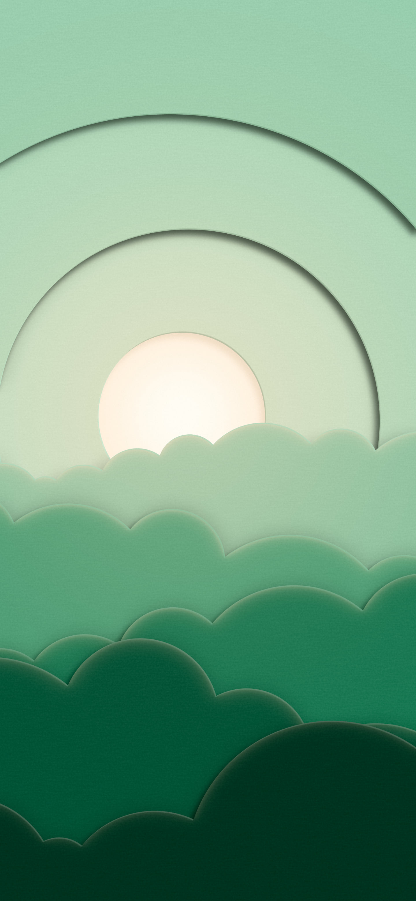 Emerald 3D Paper Cut Clouds wallpaper for iPhone and Android