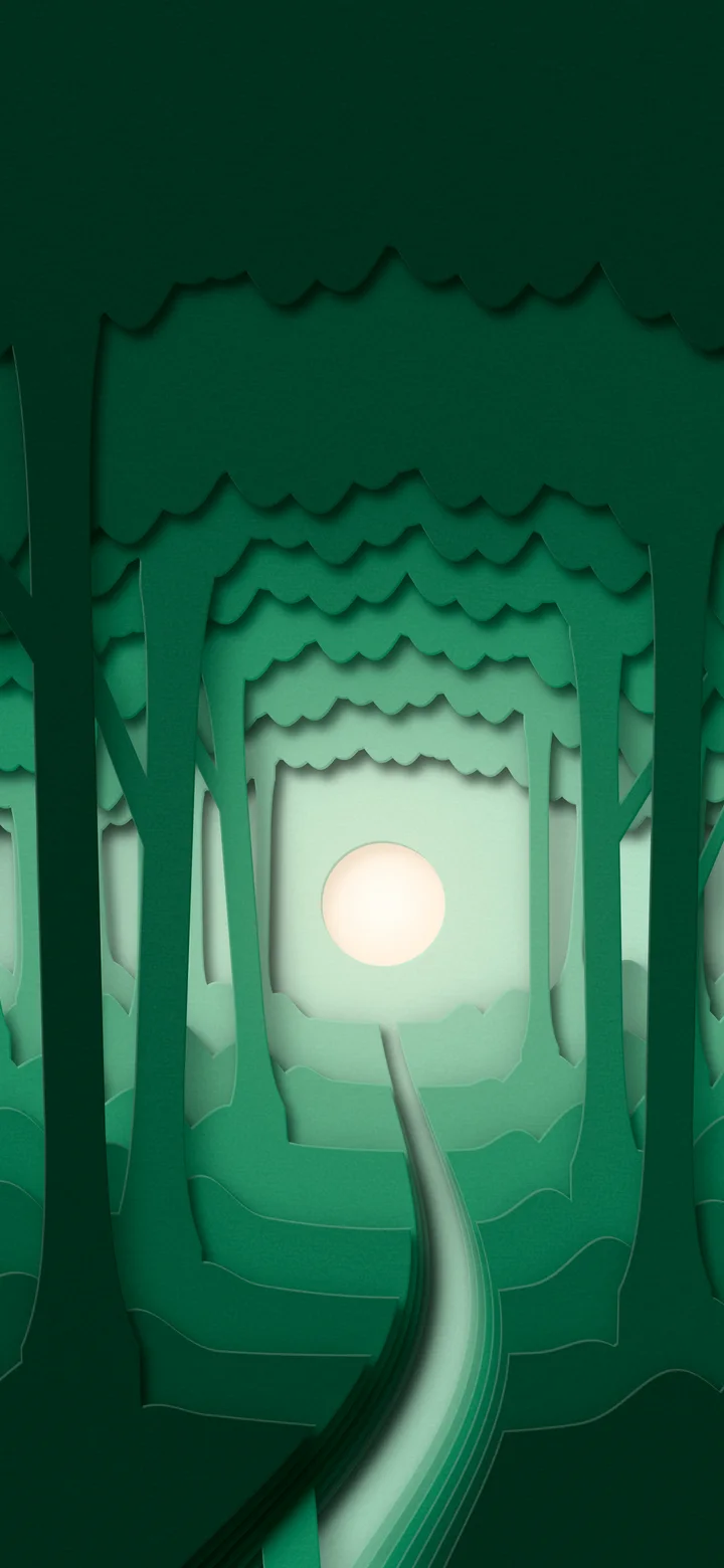 Emerald 3D Paper Cut Forest wallpaper for iPhone and Android