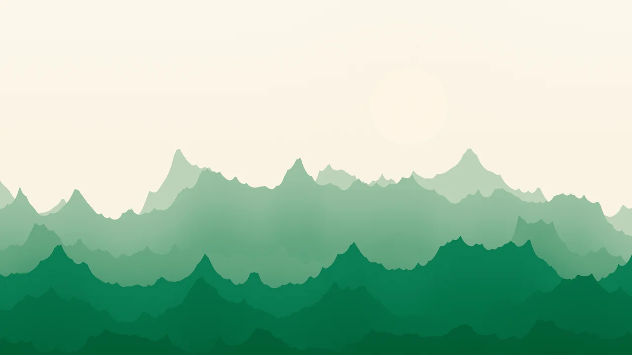 Emerald and Cream Minimalist Mountain Landscape desktop wallpaper in 4K