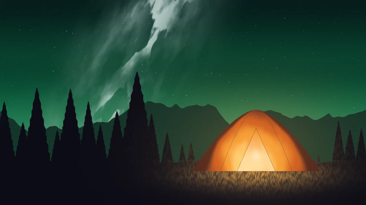 Emerald Camping Tent Under the Milky Way desktop wallpaper in 4K