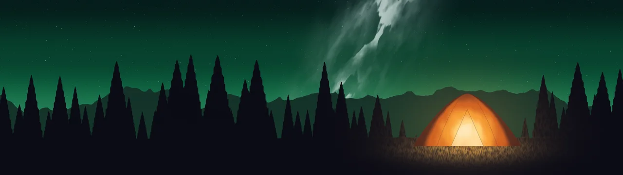 Emerald Camping Tent Under the Milky Way dual monitor wallpaper, 7680 × 2160