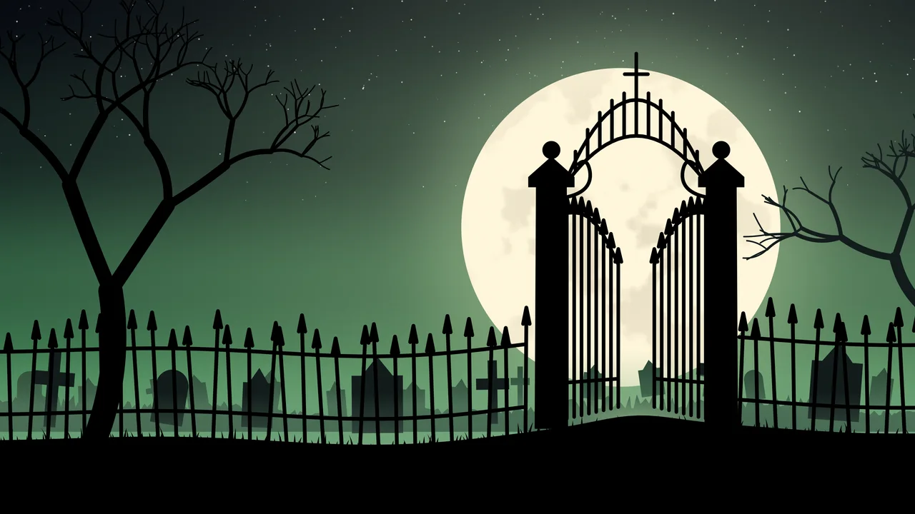 Emerald Cemetery Gate desktop wallpaper in 4K