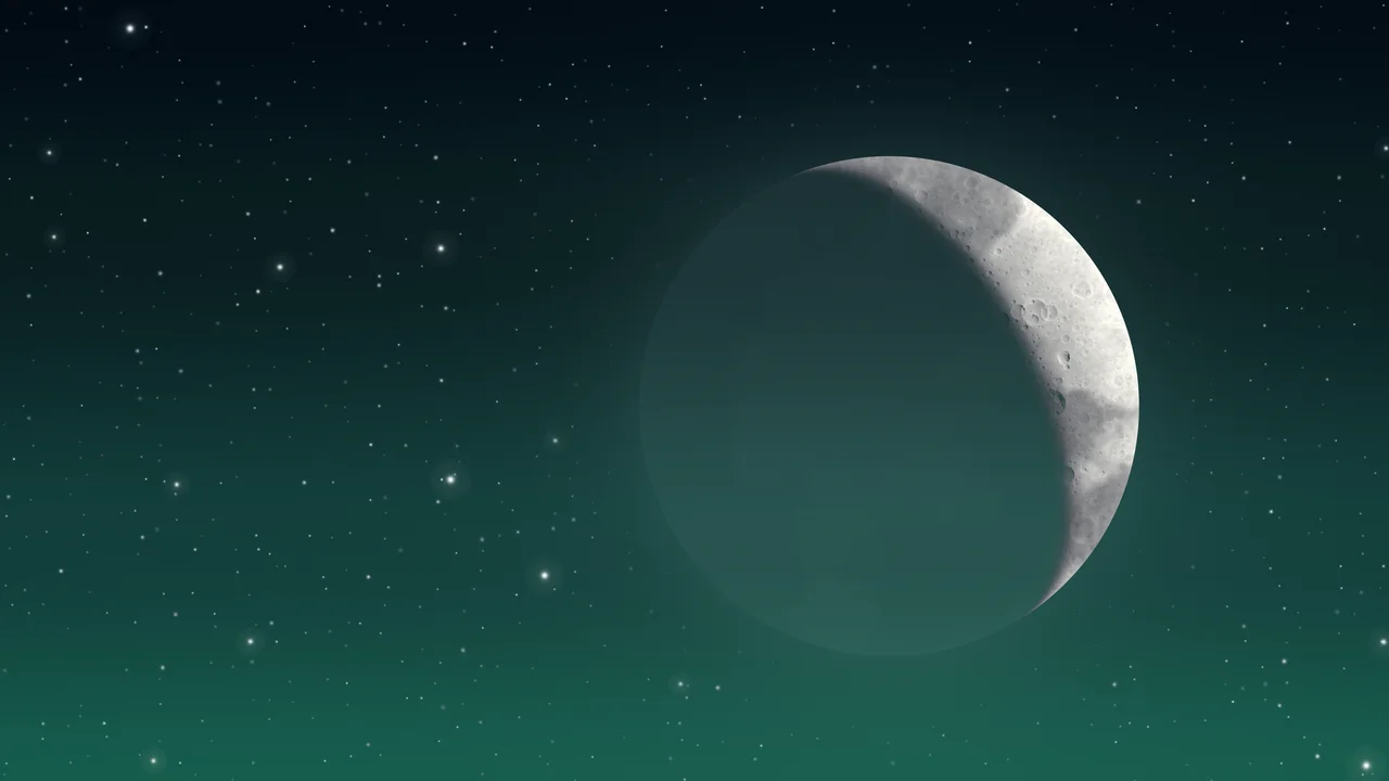 Emerald Crescent Moon desktop wallpaper in 4K