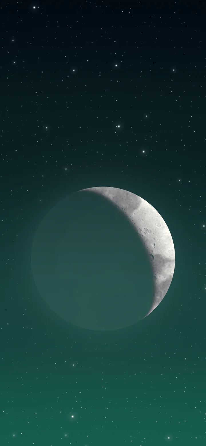 Emerald Crescent Moon wallpaper for iPhone and Android