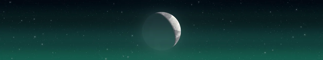 Emerald Crescent Moon triple monitor wallpaper, 7680 × 1440