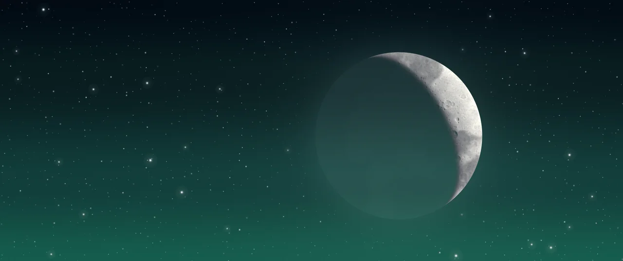 Emerald Crescent Moon ultrawide wallpaper, 3440 × 1440