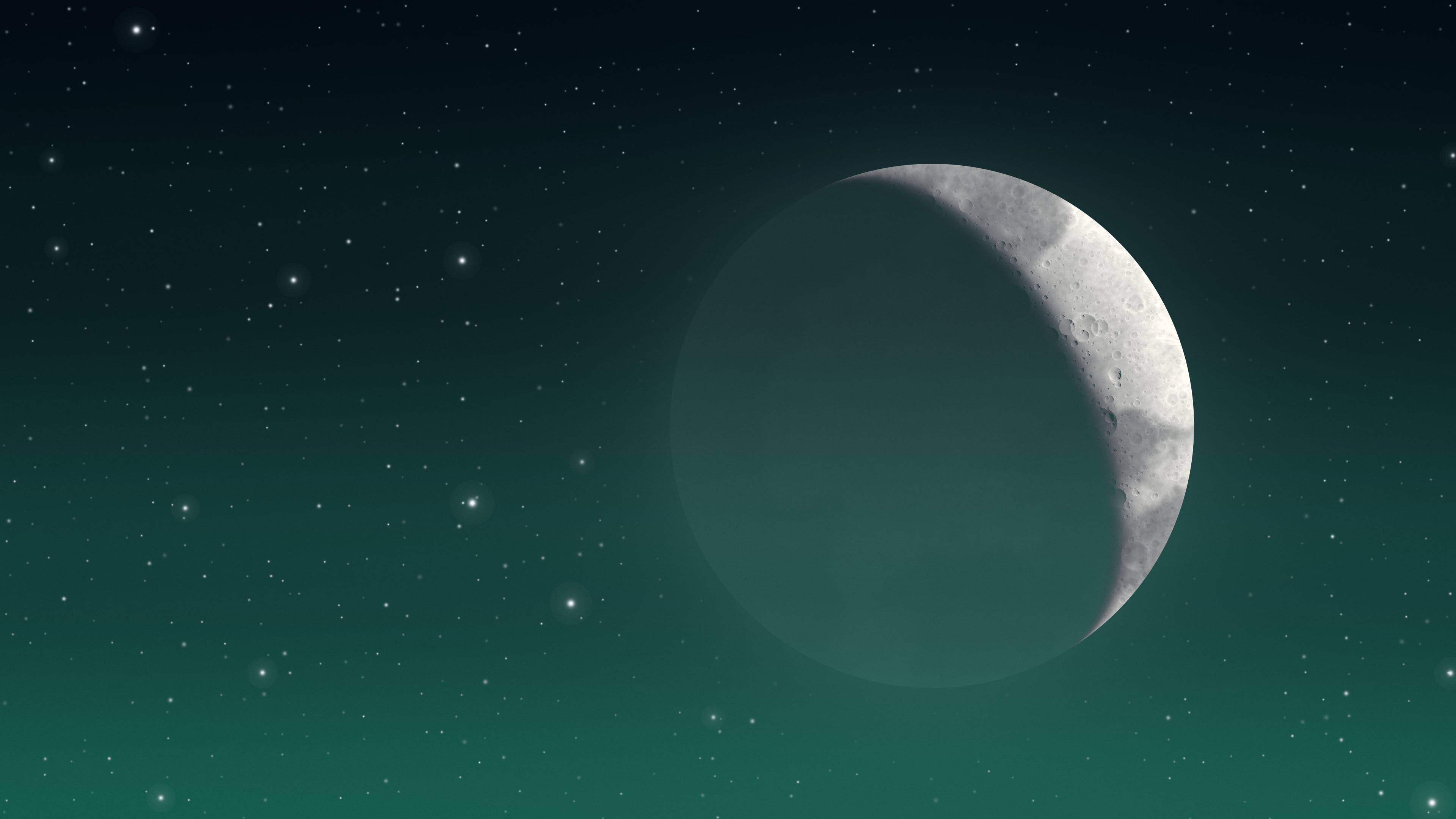 Emerald Crescent Moon desktop wallpaper in 4K