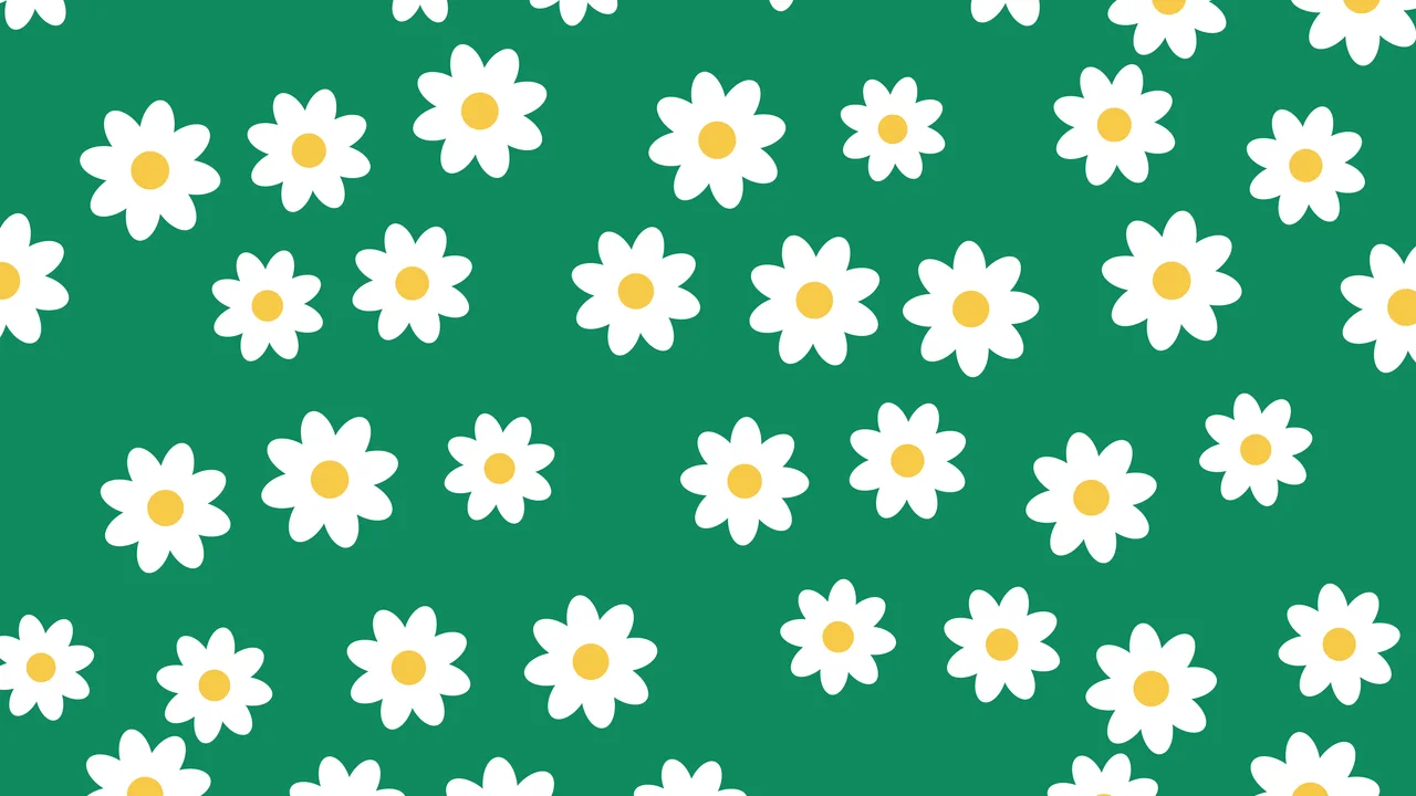 Emerald Daisy Flower Pattern desktop wallpaper in 4K