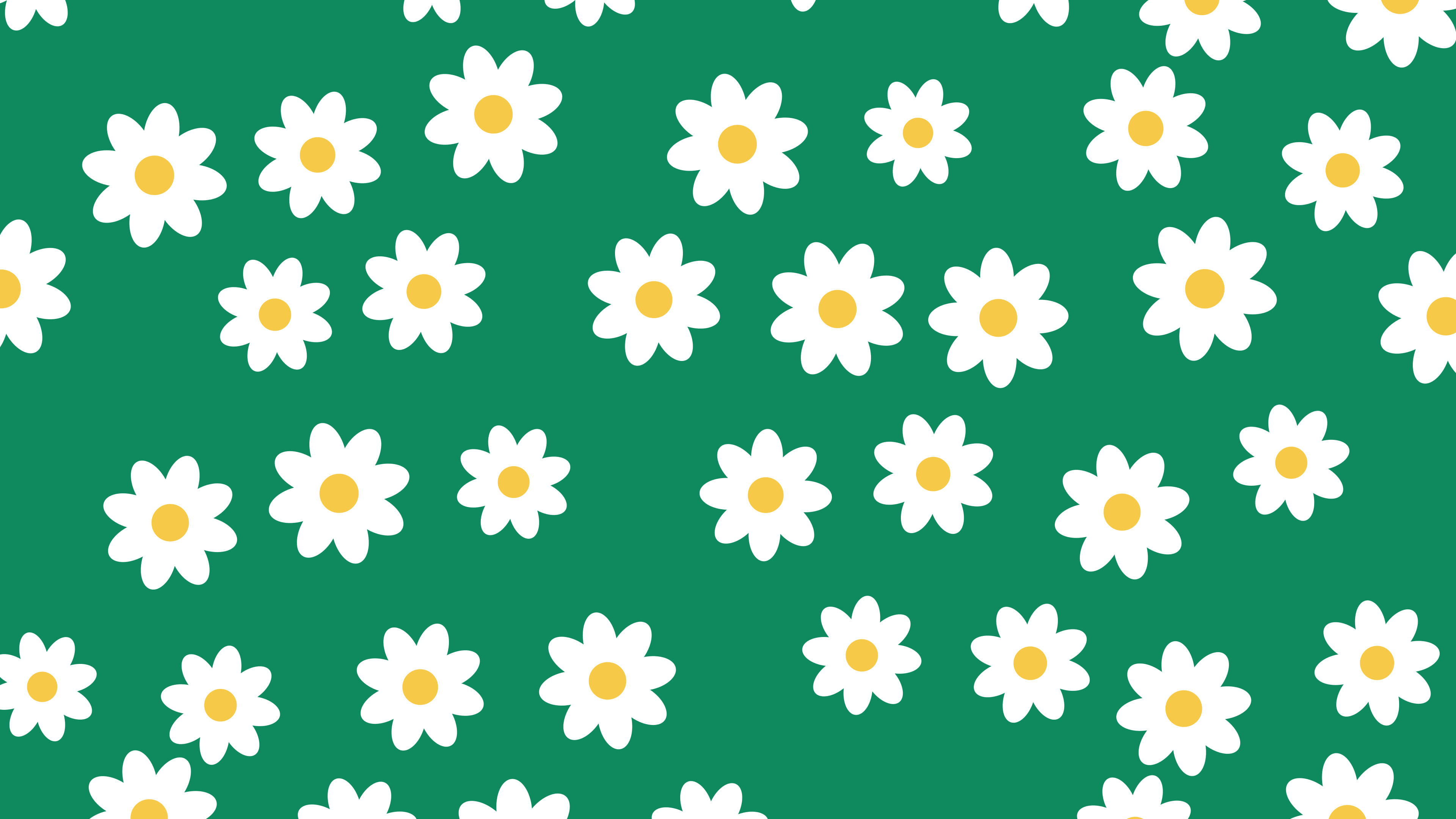 Emerald Daisy Flower Pattern desktop wallpaper in 4K