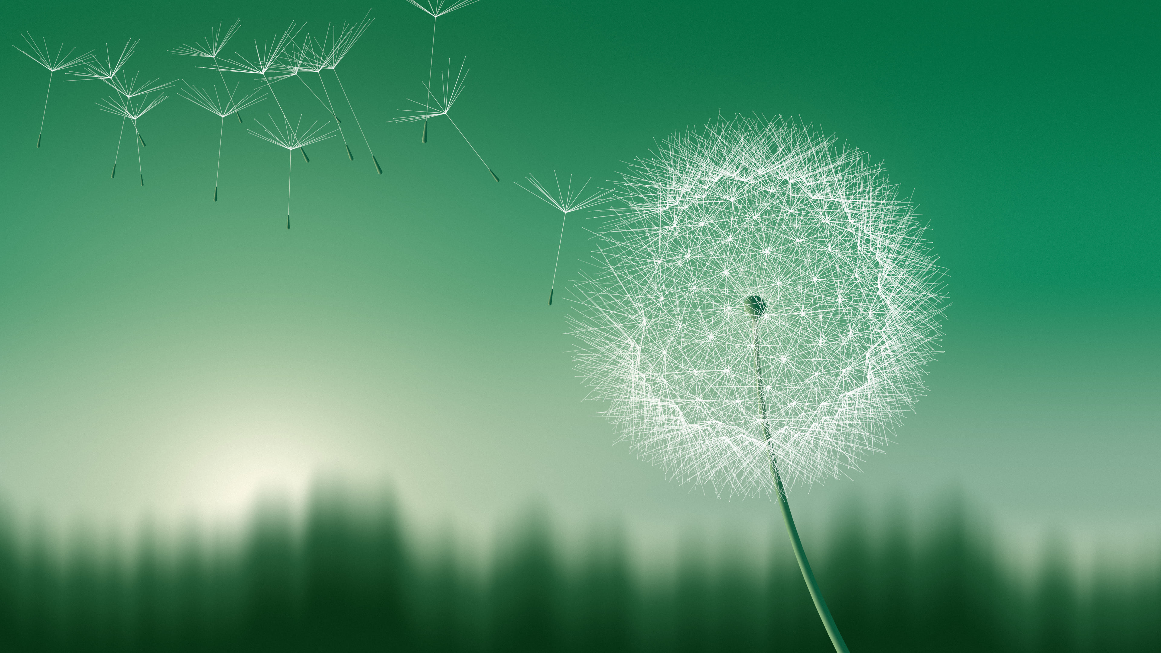 Emerald Dandelion desktop wallpaper in 4K
