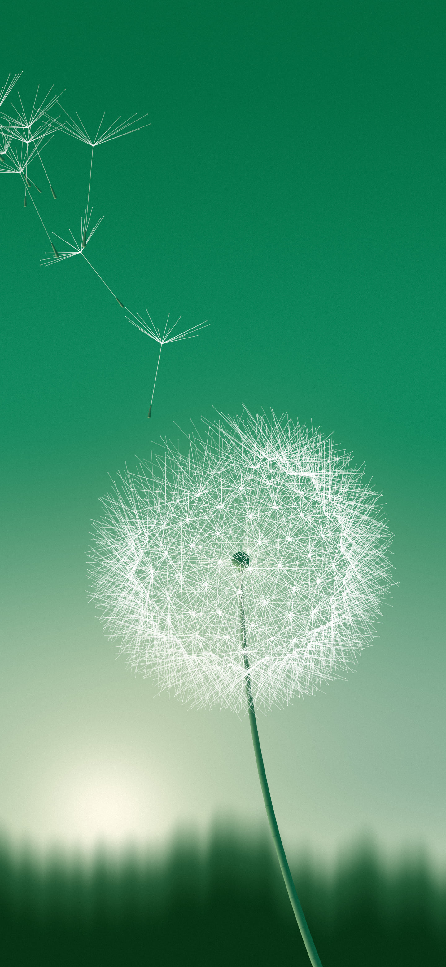 Emerald Dandelion wallpaper for iPhone and Android