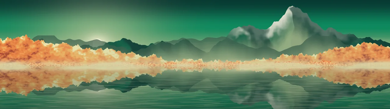 Emerald Fall Mountain Lake dual monitor wallpaper, 7680 × 2160