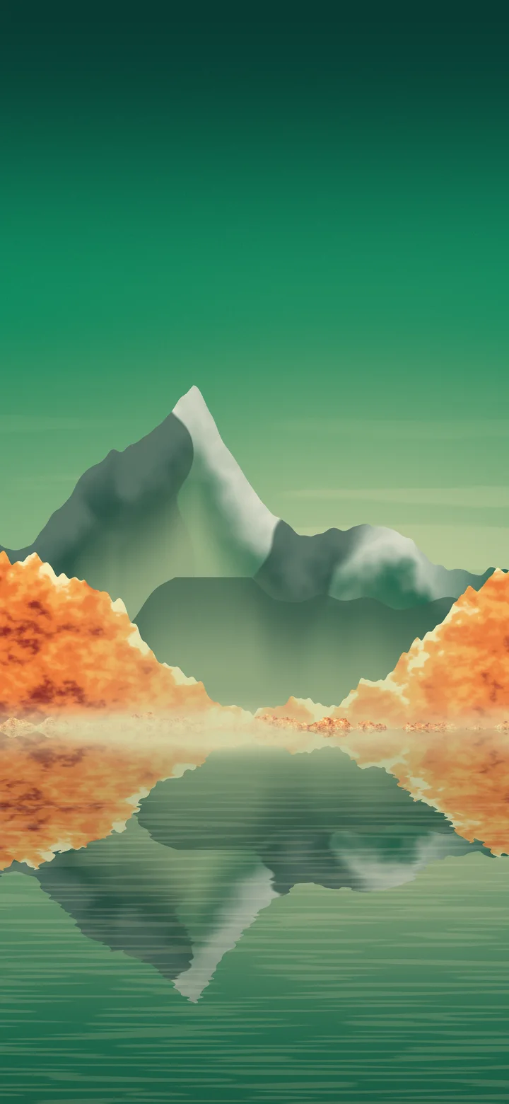 Emerald Fall Mountain Lake wallpaper for iPhone and Android