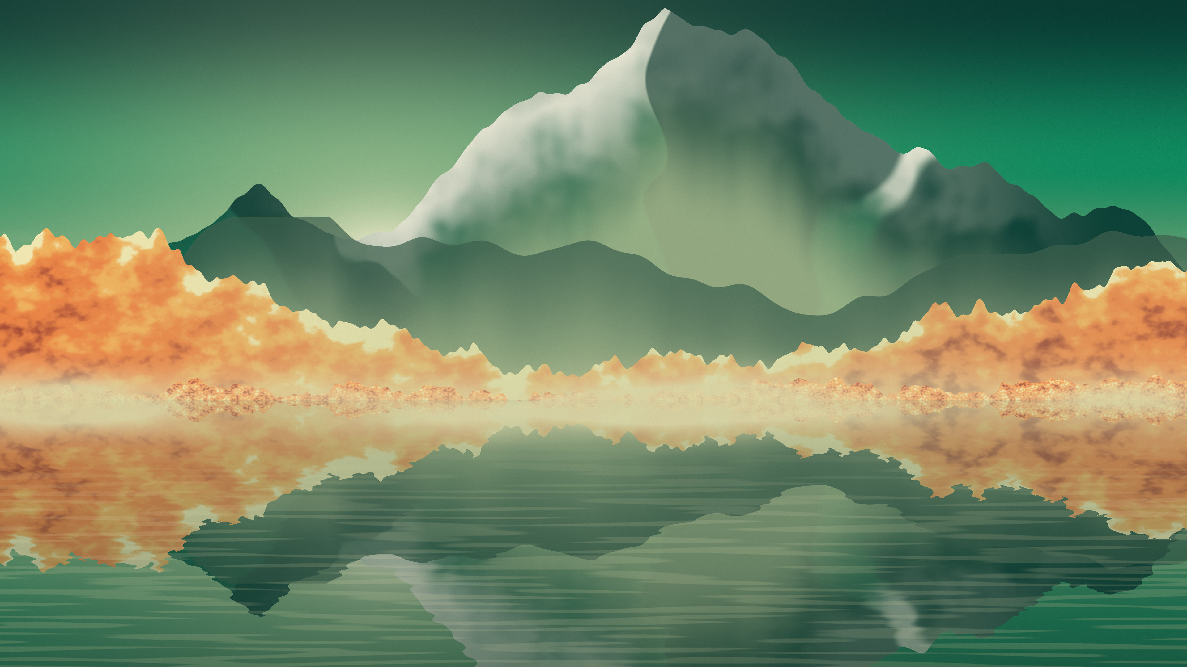 Emerald Fall Mountain Lake desktop wallpaper in 4K