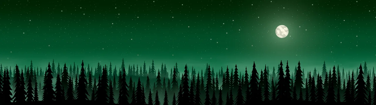 Emerald Forest at Night dual monitor wallpaper, 7680 × 2160