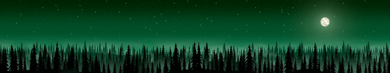 Emerald Forest at Night triple monitor wallpaper, 7680 × 1440