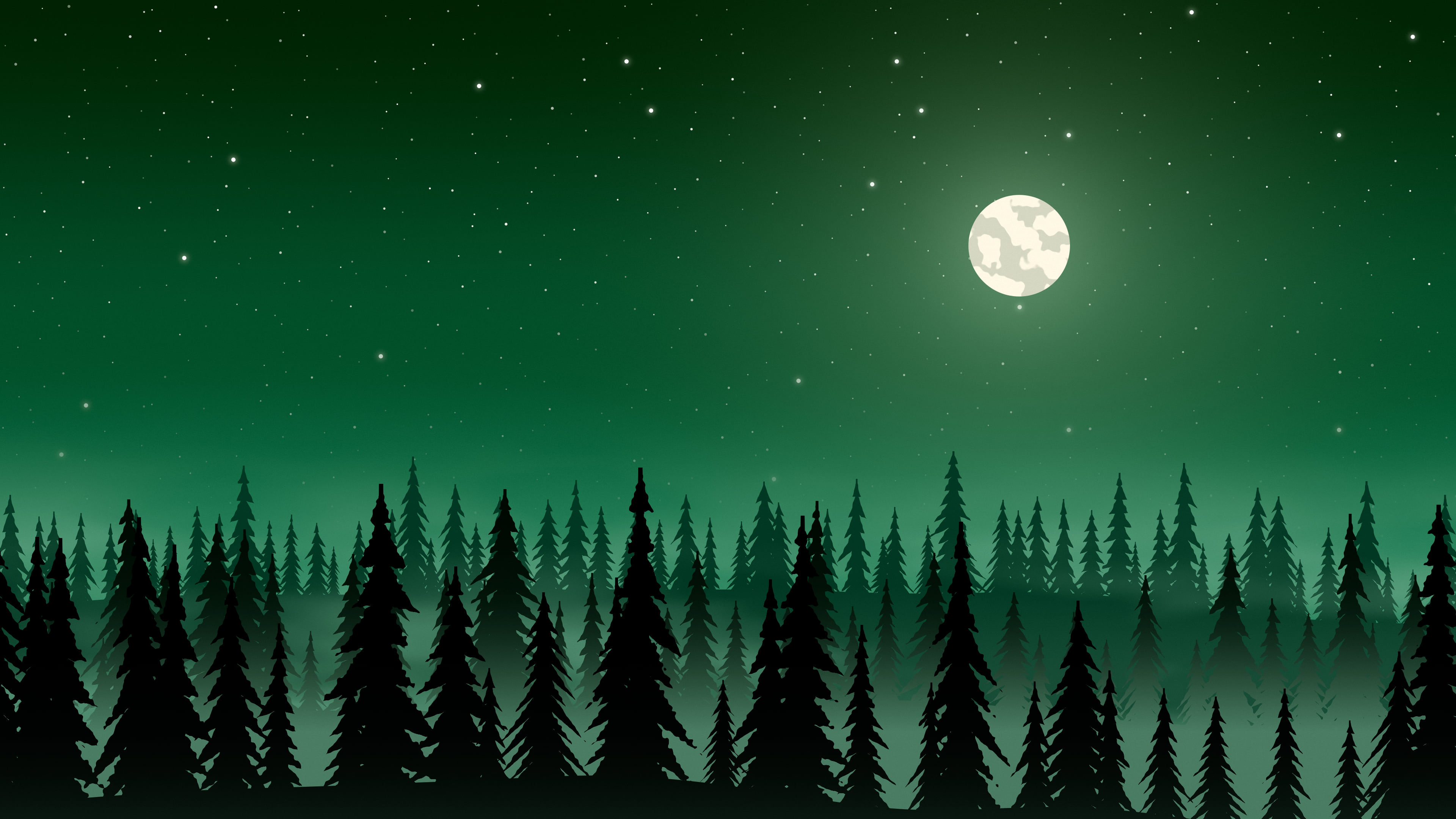 Emerald Forest at Night desktop wallpaper in 4K