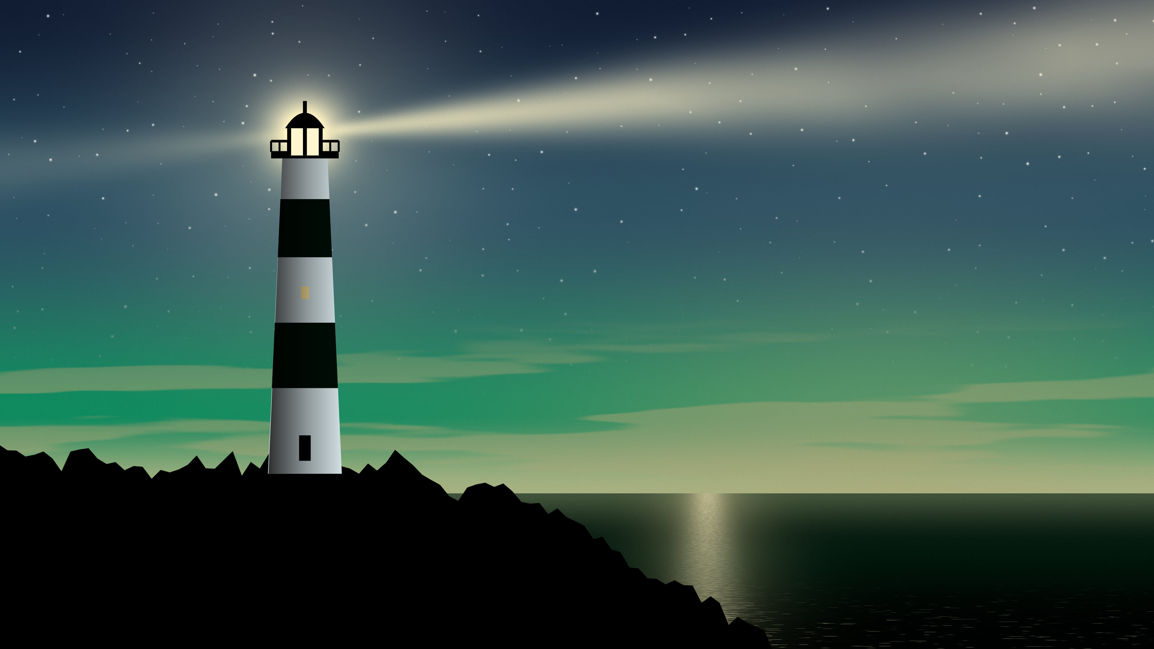Emerald Lighthouse desktop wallpaper in 4K