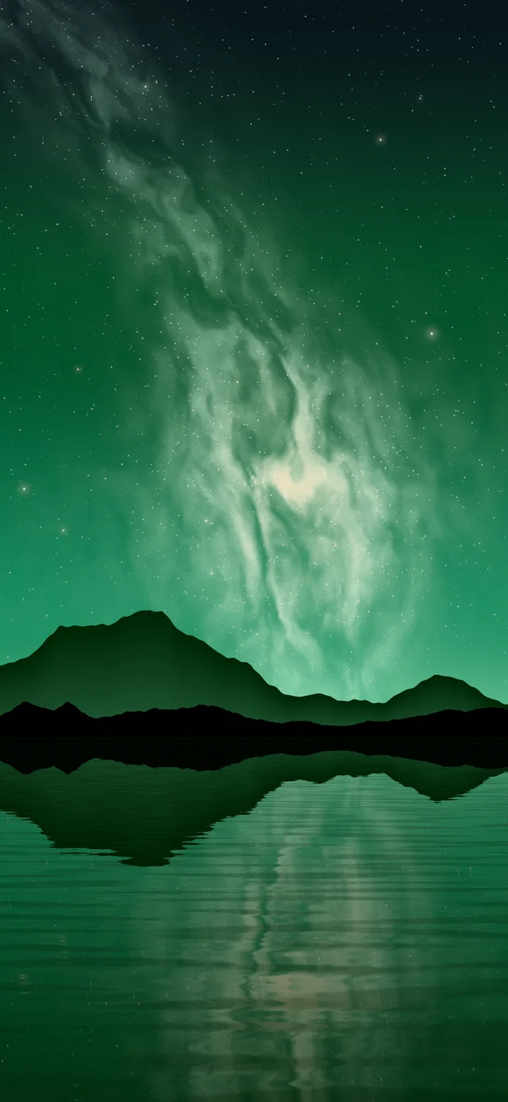 Emerald Milky Way over a Lake wallpaper for iPhone and Android