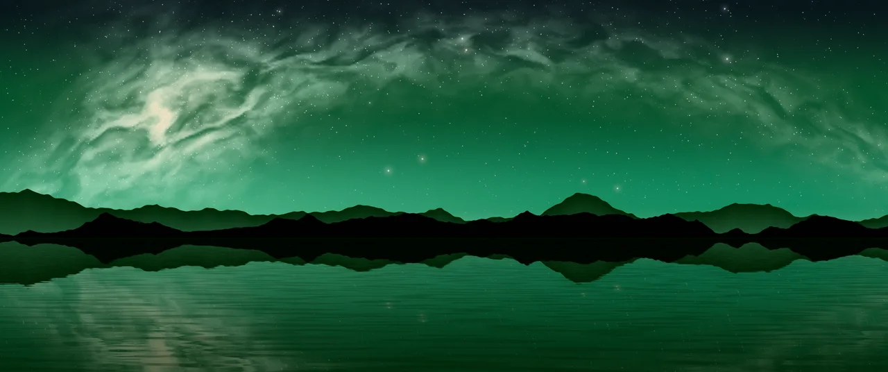 Emerald Milky Way over a Lake ultrawide wallpaper, 3440 × 1440