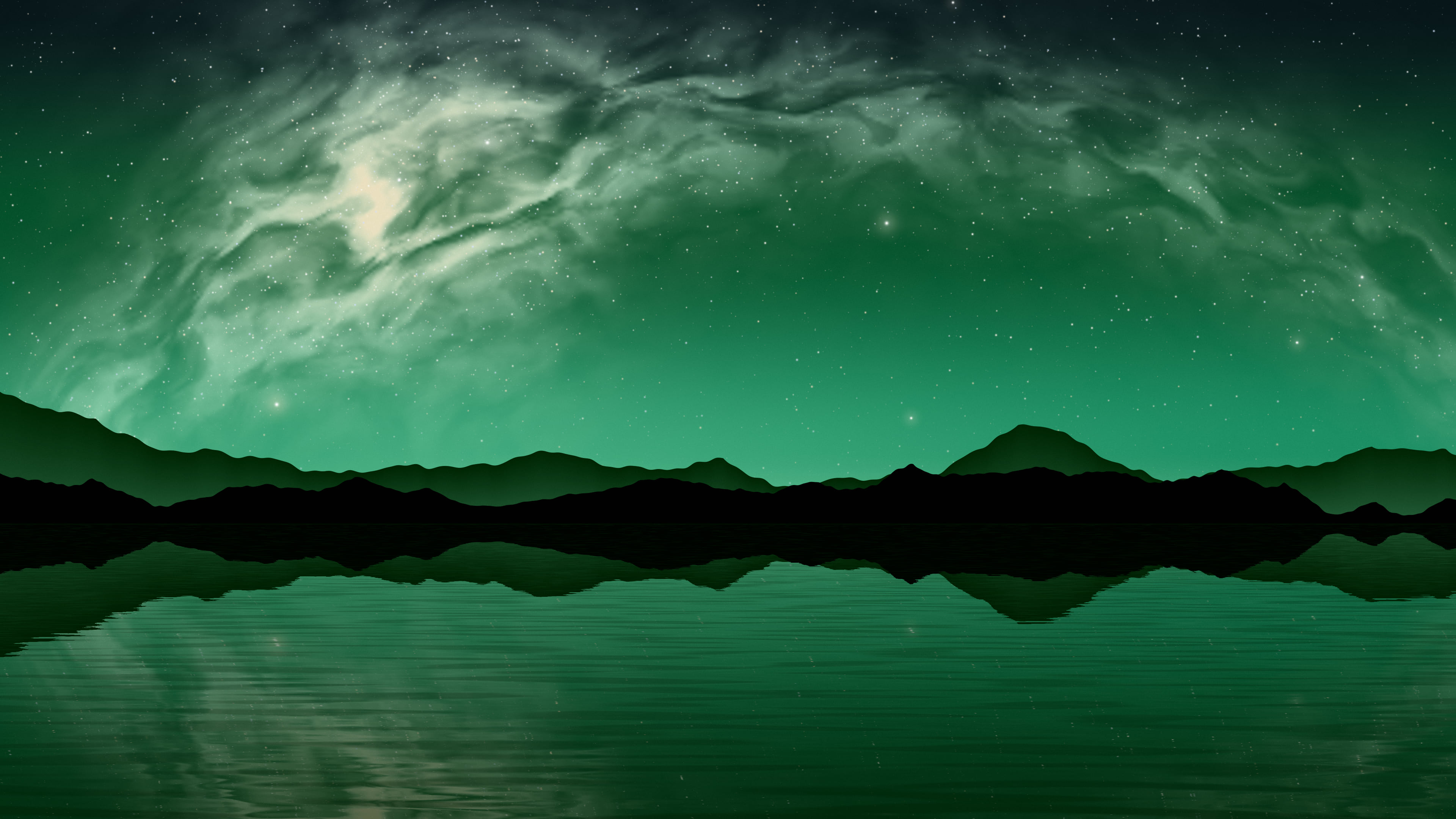 Emerald Milky Way over a Lake desktop wallpaper in 4K