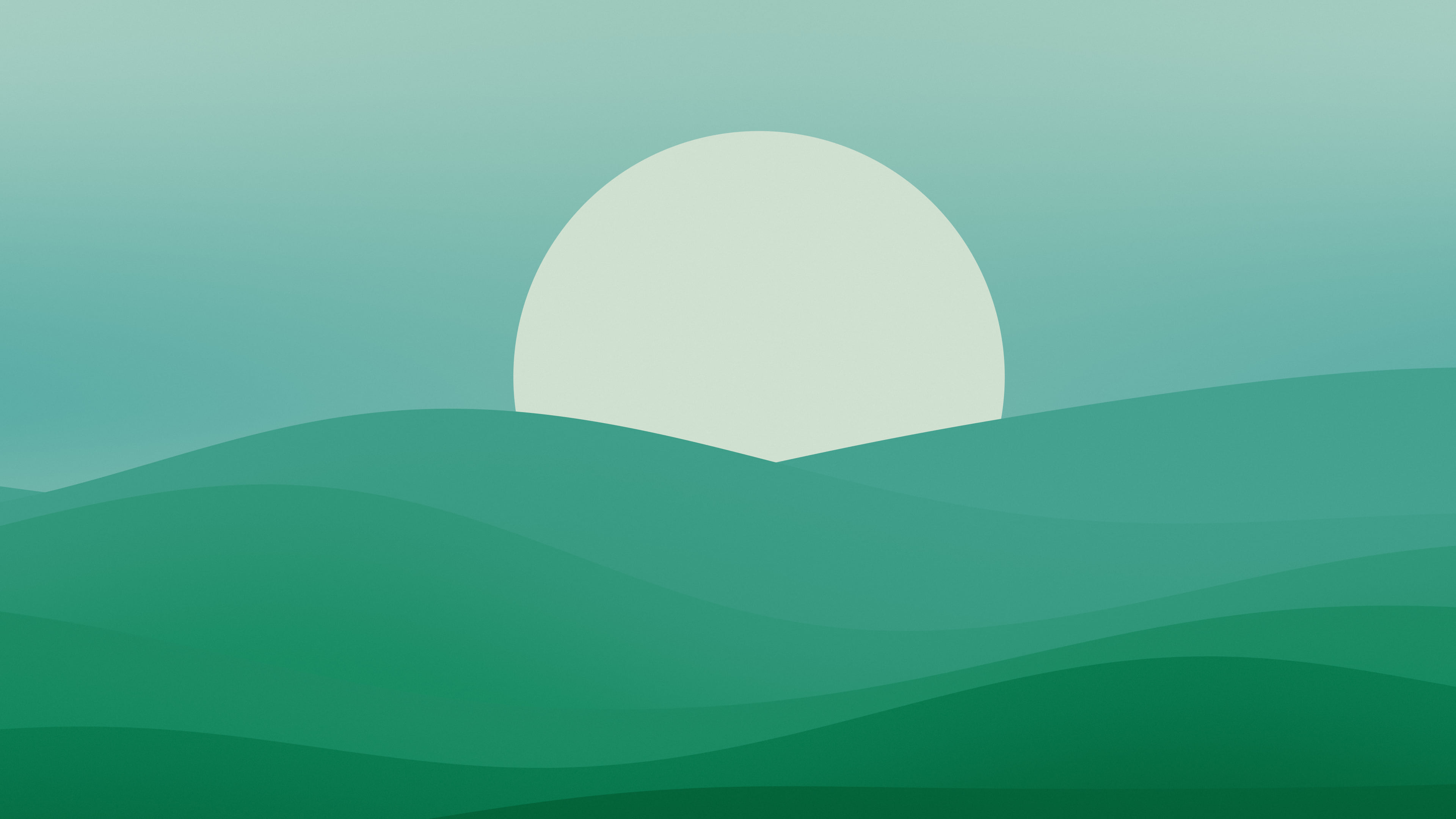 Emerald Minimalist Sunset Hills desktop wallpaper in 4K