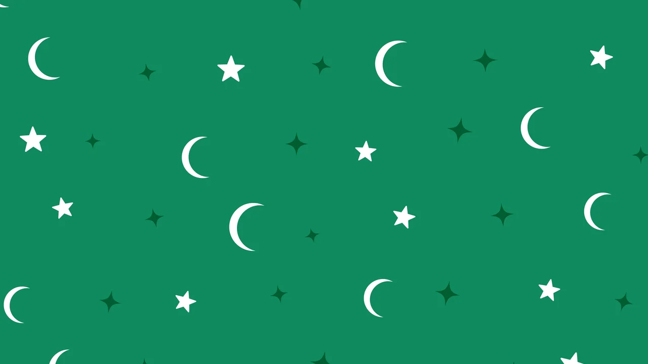 Emerald Moon and Stars Pattern desktop wallpaper in 4K