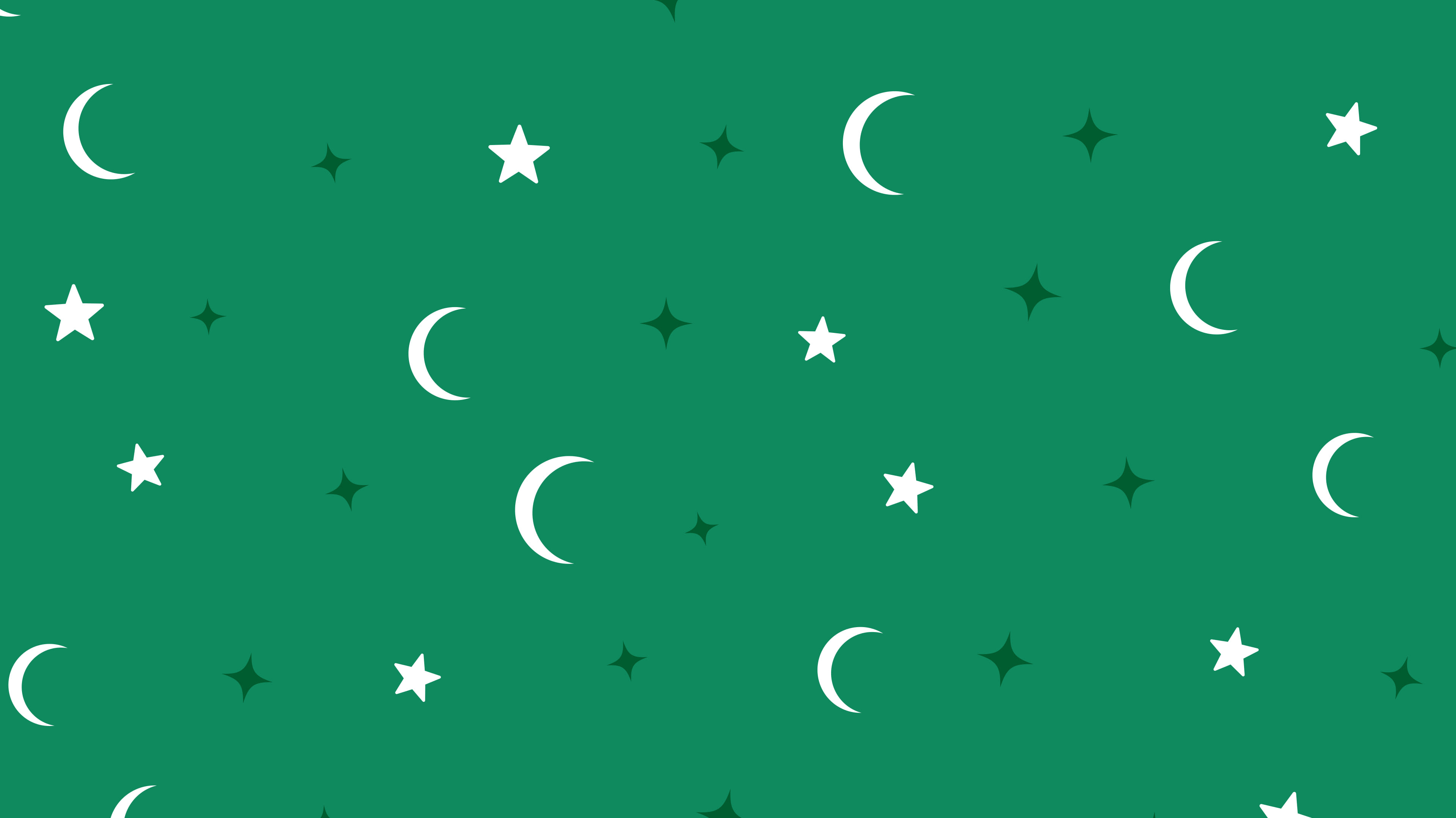Emerald Moon and Stars Pattern desktop wallpaper in 4K