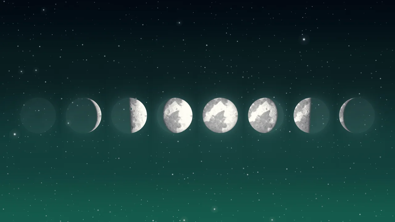 Emerald Moon Phases desktop wallpaper in 4K