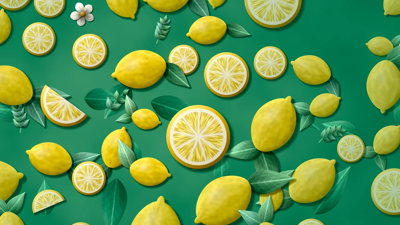 Emerald Paper Lemon Pattern desktop wallpaper in 4K