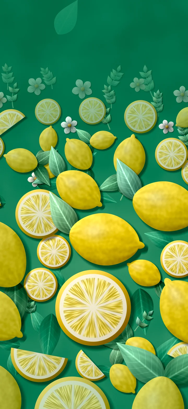 Emerald Paper Lemon Pattern wallpaper for iPhone and Android