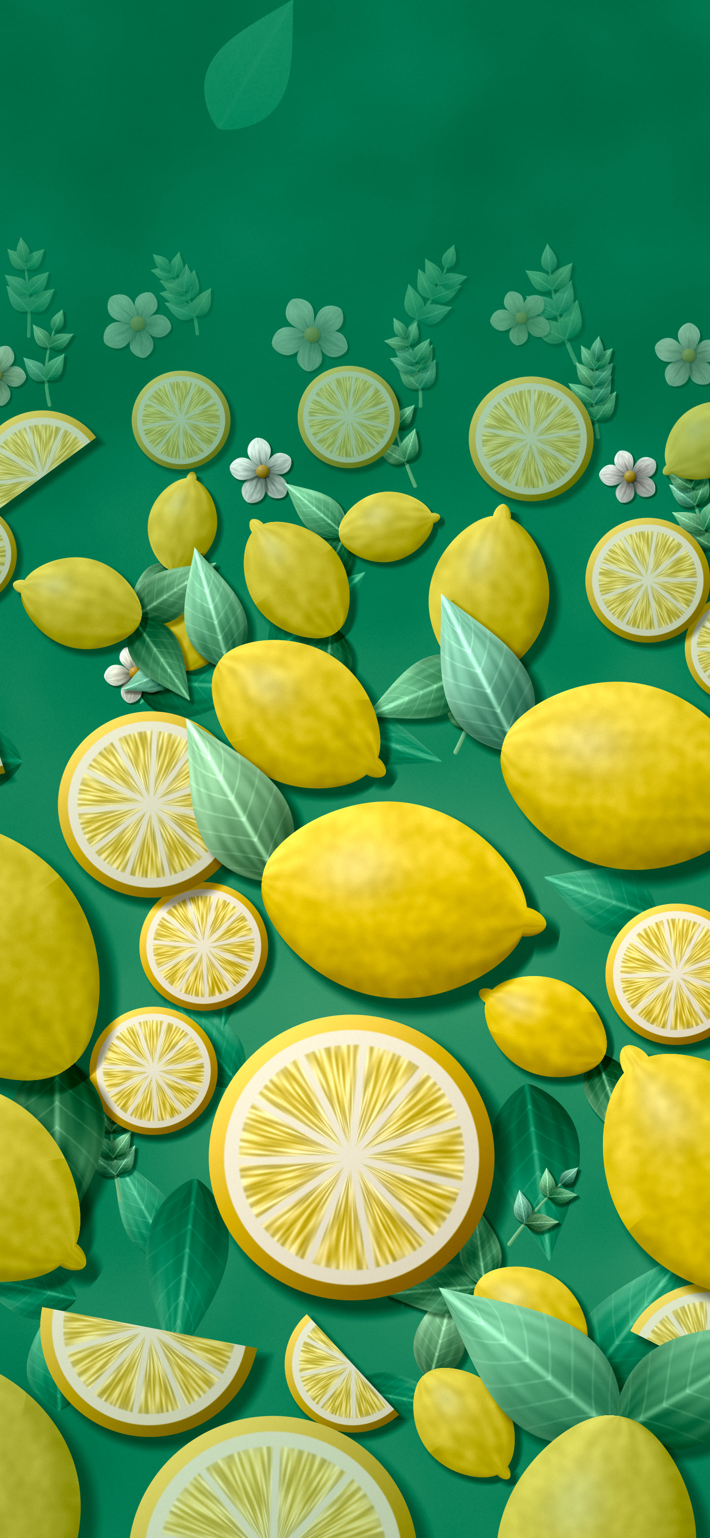 Emerald Paper Lemon Pattern wallpaper for iPhone and Android
