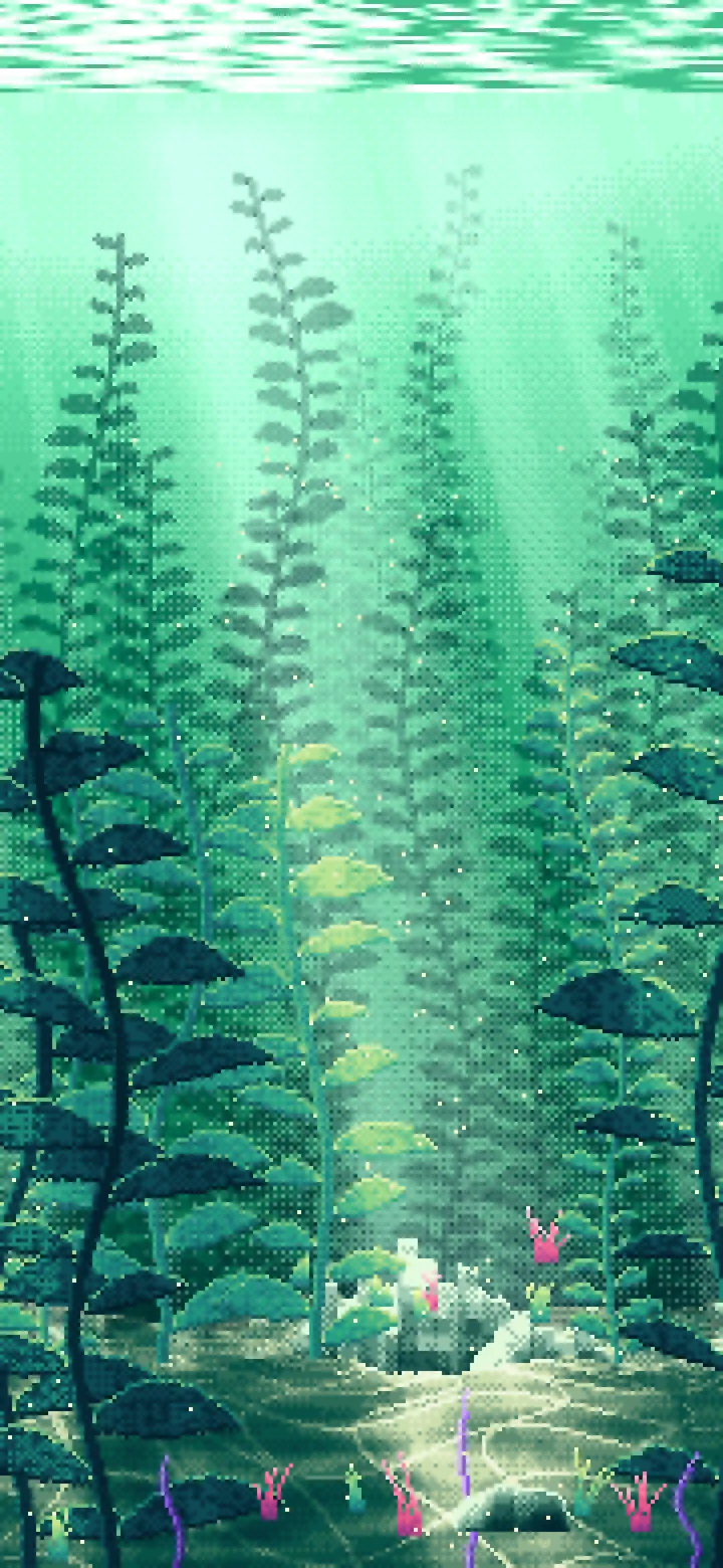 Emerald Pixel Art Underwater Kelp Forest wallpaper for iPhone and Android