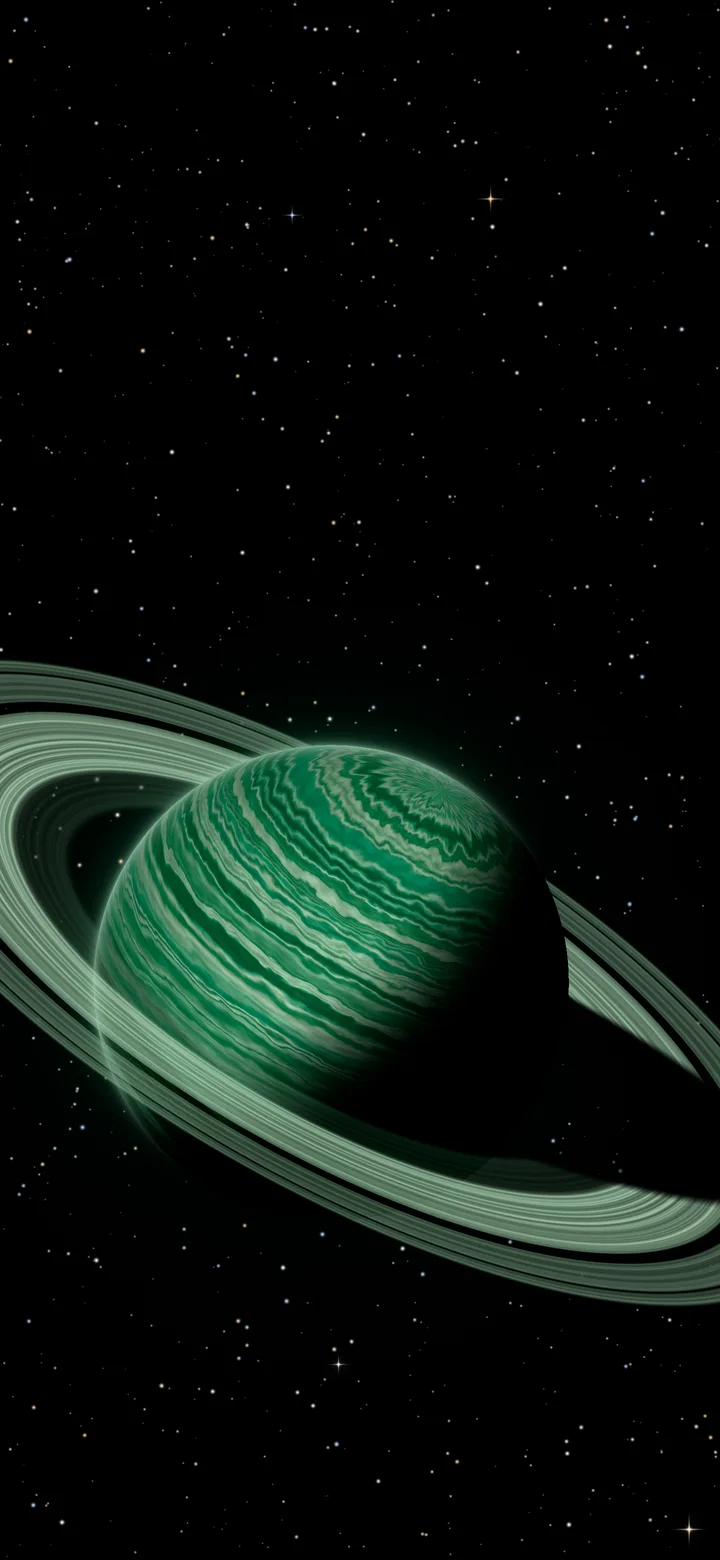 Emerald Ringed Saturn wallpaper for iPhone and Android