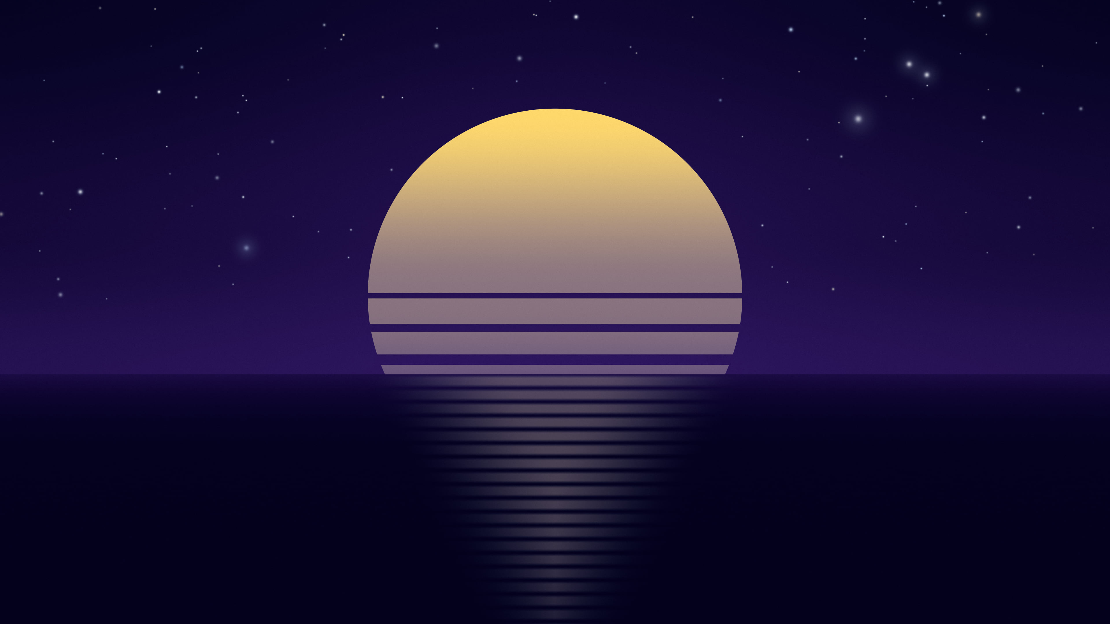 Galaxy Retro Striped Sun desktop wallpaper in 4K