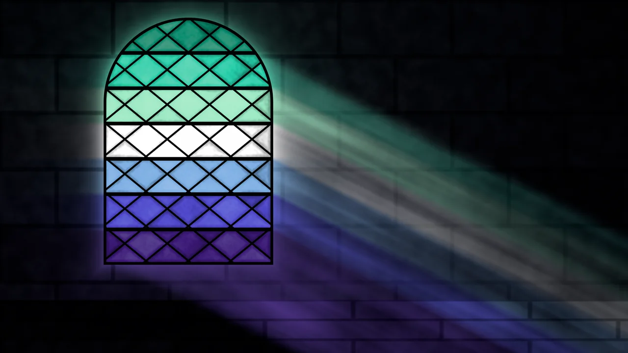 Gay Stained Glass Pride Flag desktop wallpaper in 4K