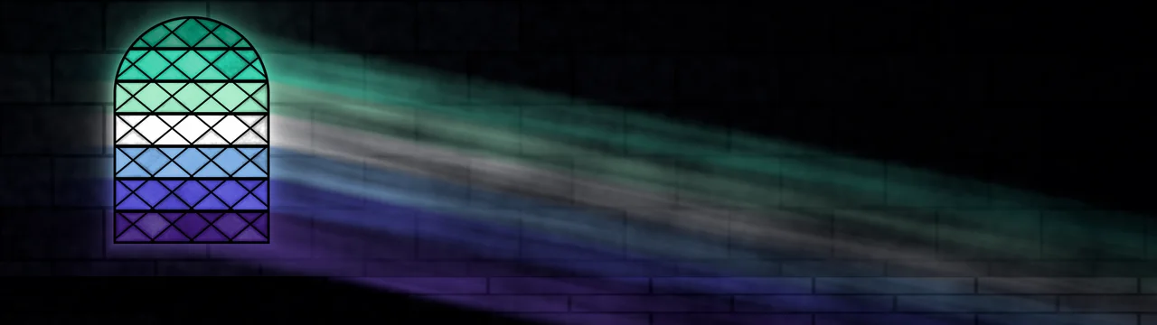 Gay Stained Glass Pride Flag dual monitor wallpaper, 7680 × 2160