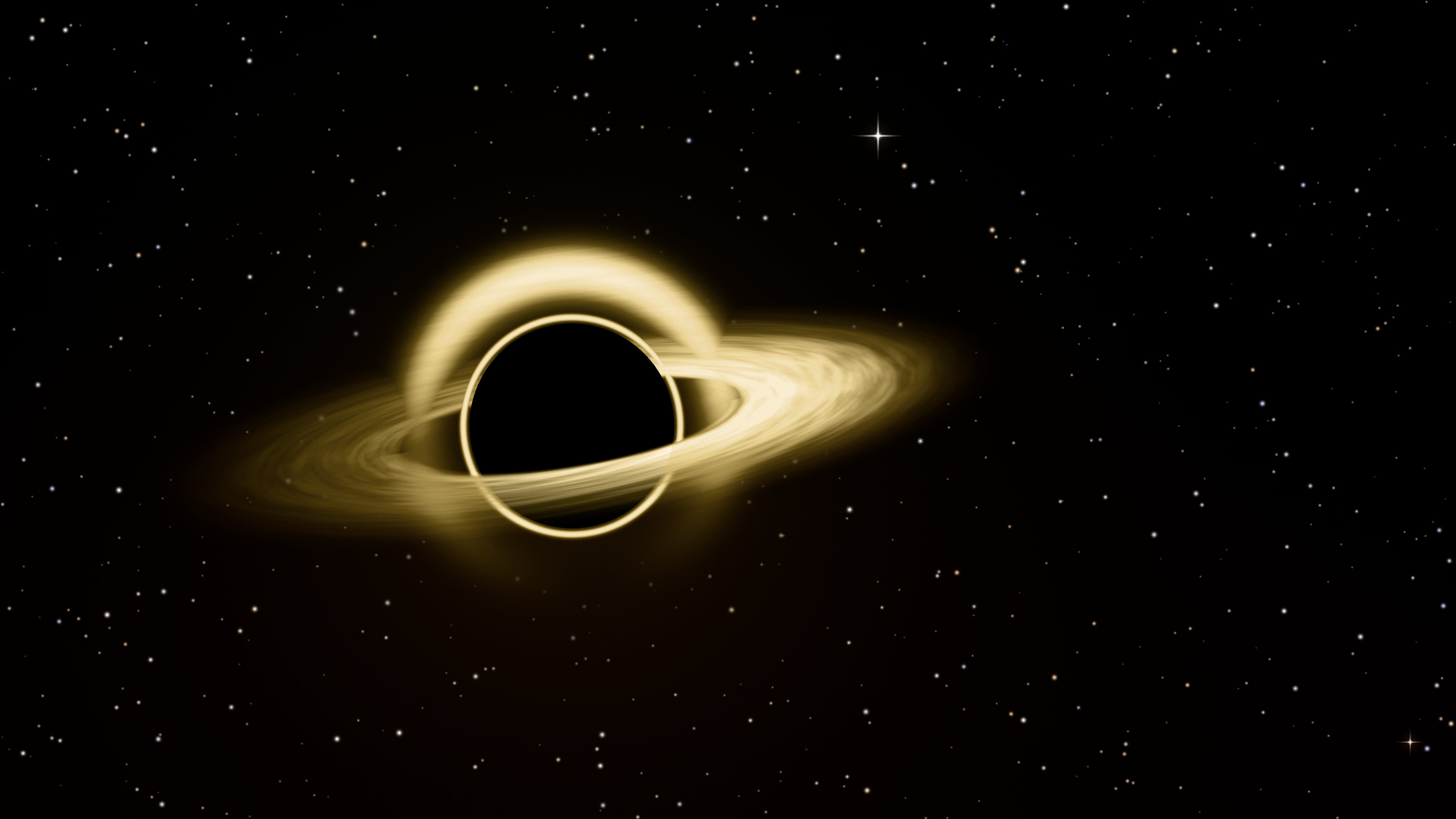 Gold Black Hole desktop wallpaper in 4K