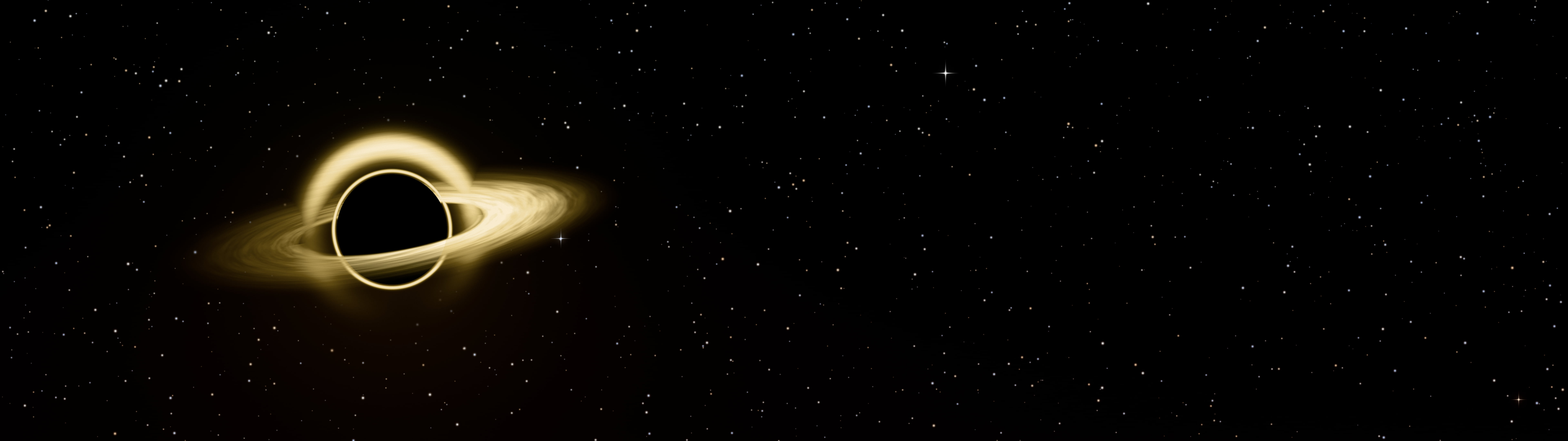 Gold Black Hole dual monitor wallpaper, 7680 × 2160
