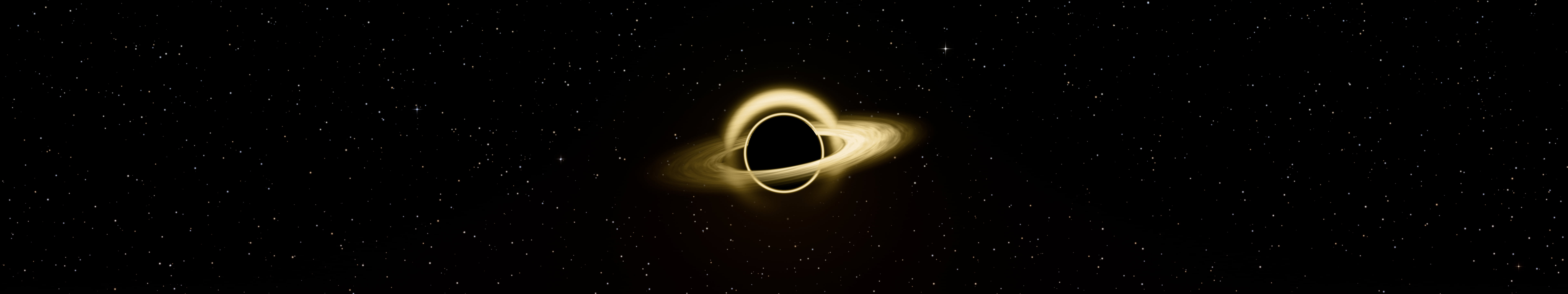 Gold Black Hole triple monitor wallpaper, 7680 × 1440