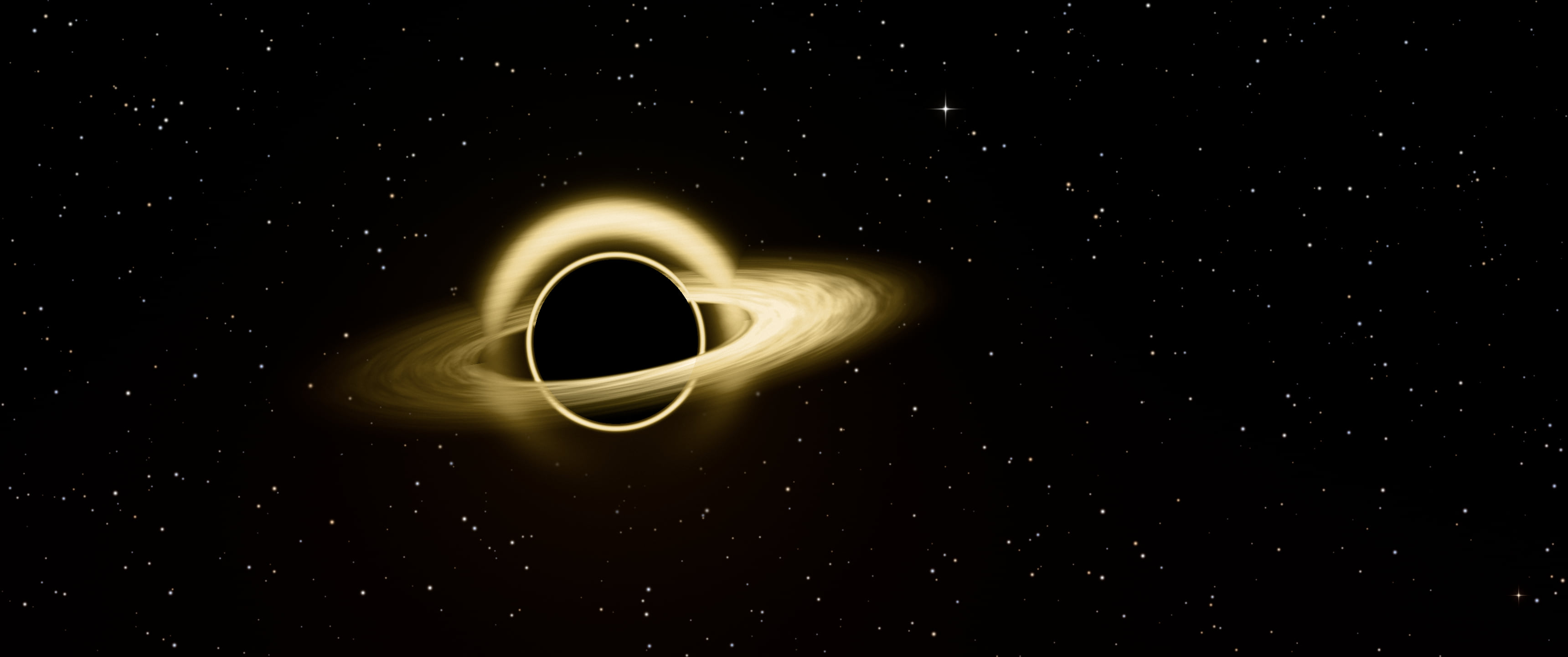 Gold Black Hole ultrawide wallpaper, 3440 × 1440