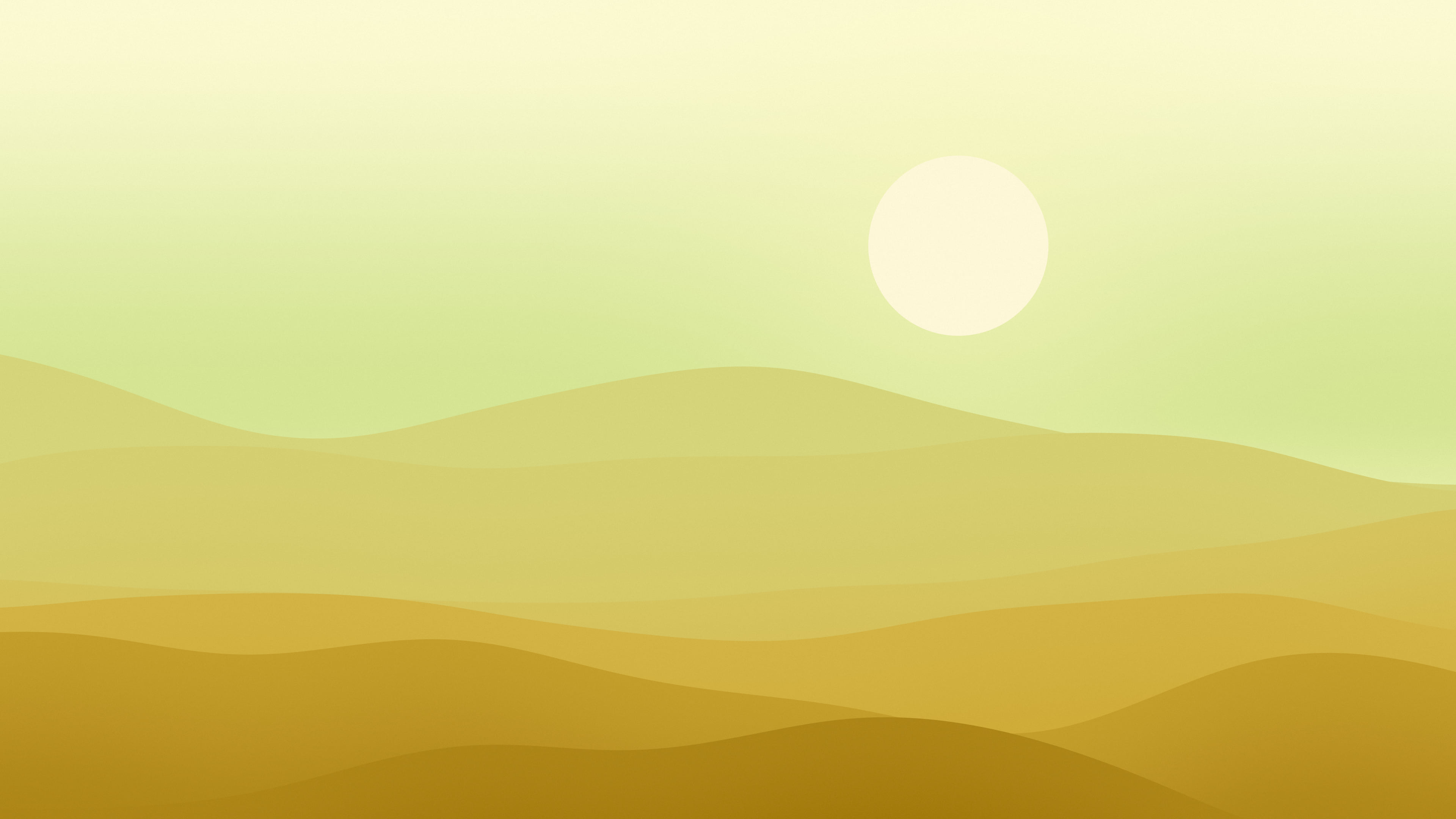 Gold Minimalist Desert Dunes desktop wallpaper in 4K