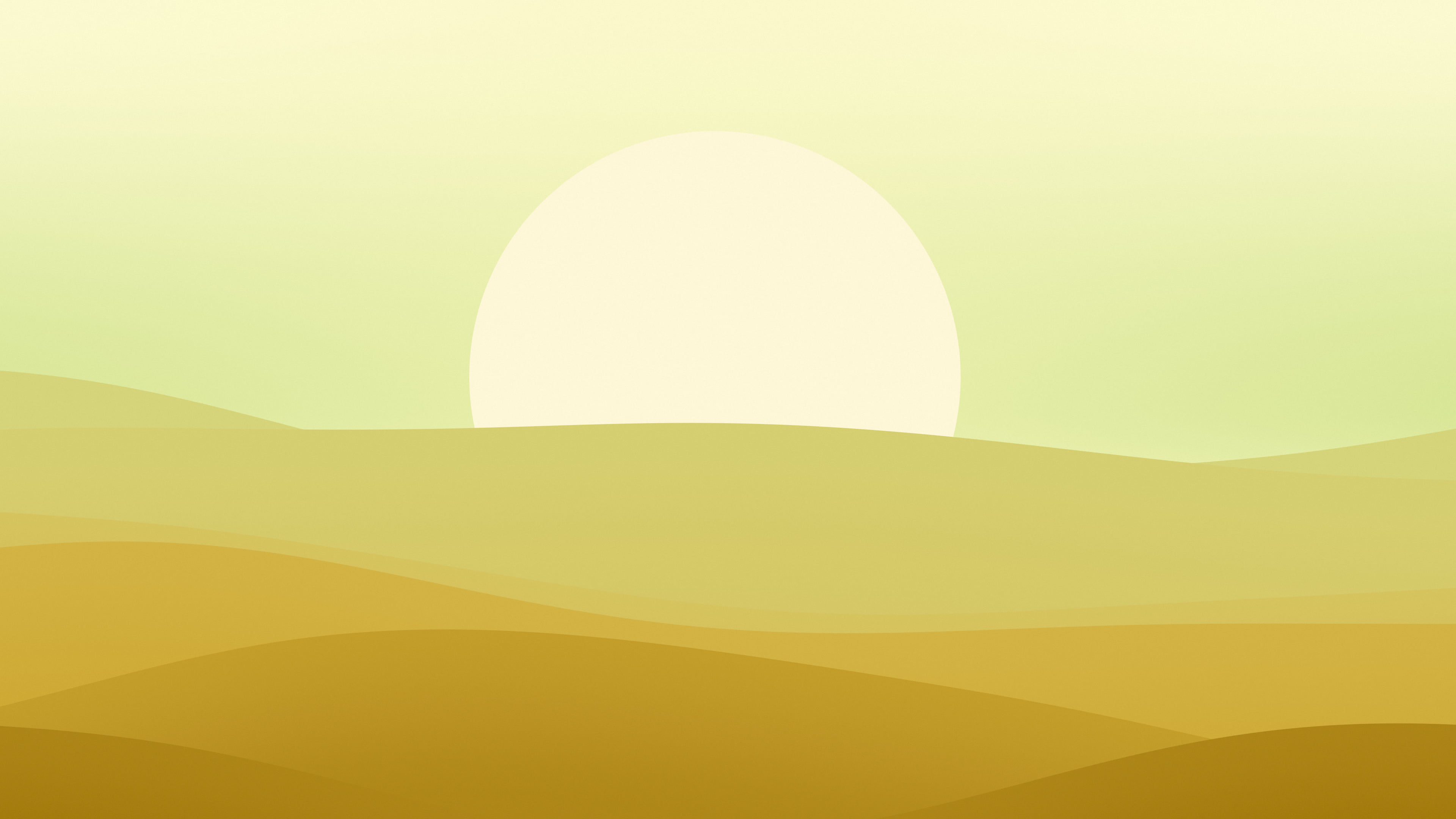 Gold Minimalist Sunset Hills desktop wallpaper in 4K