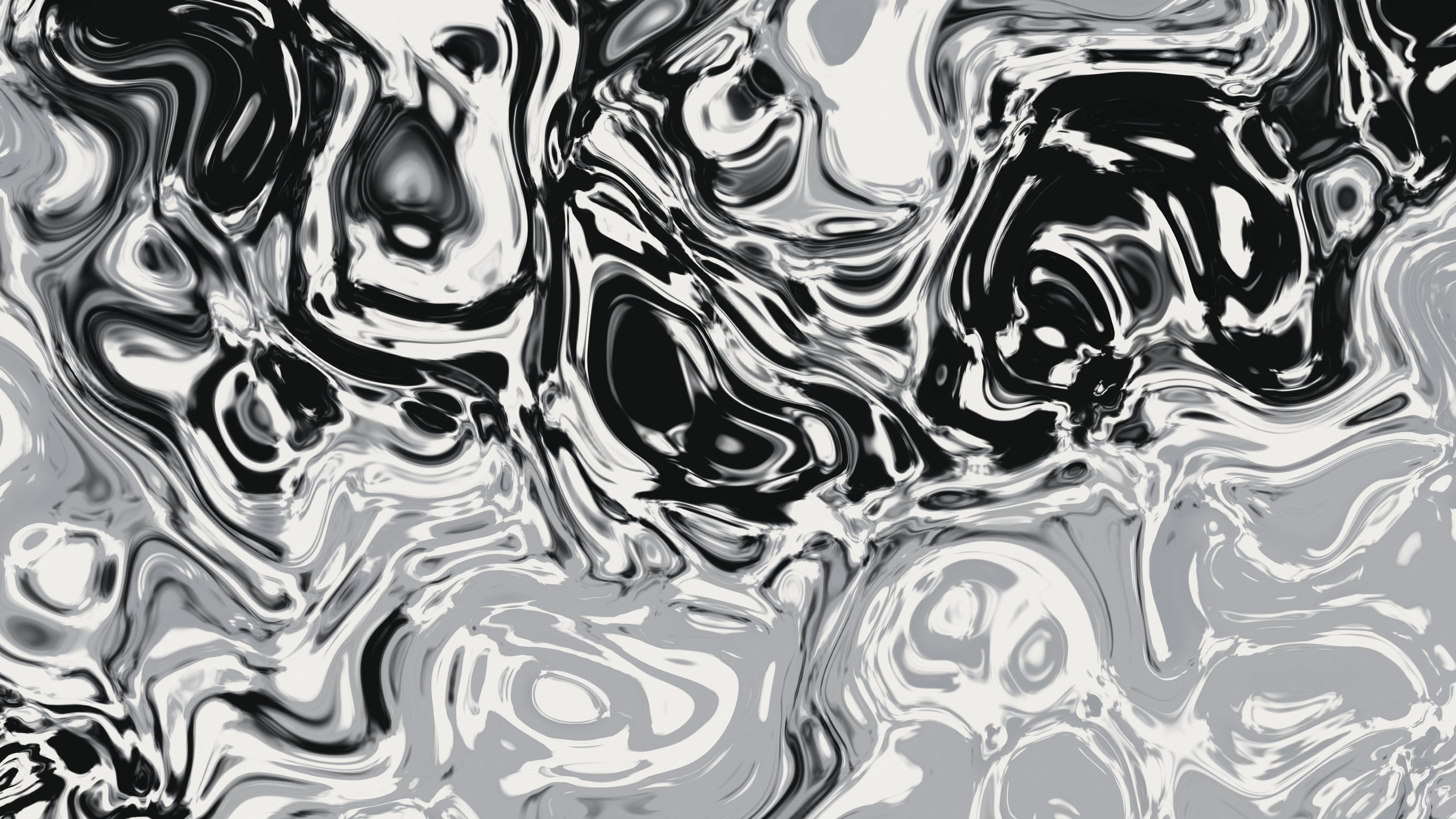Gray and Black Liquid Marble desktop wallpaper in 4K